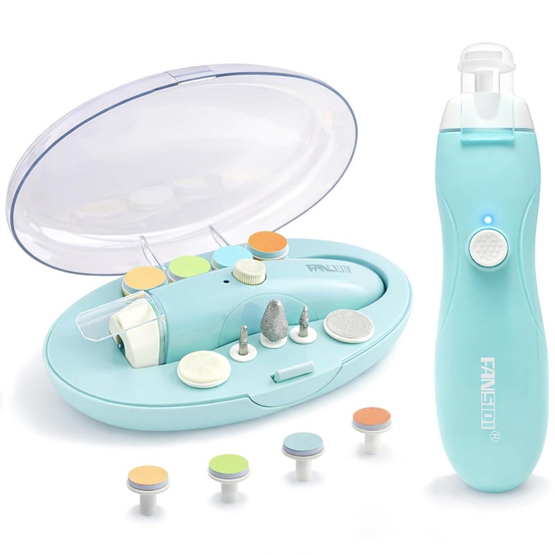 FANSIDI Rechargeable Baby Nail Trimmer with 8100RPM Motor, Stepless Speed Control, Pressure-Stop Safety, Type-C Charging, Quiet Electric Nail File for Newborns, Toddlers & Adults, Calm Care Blue - Image 1